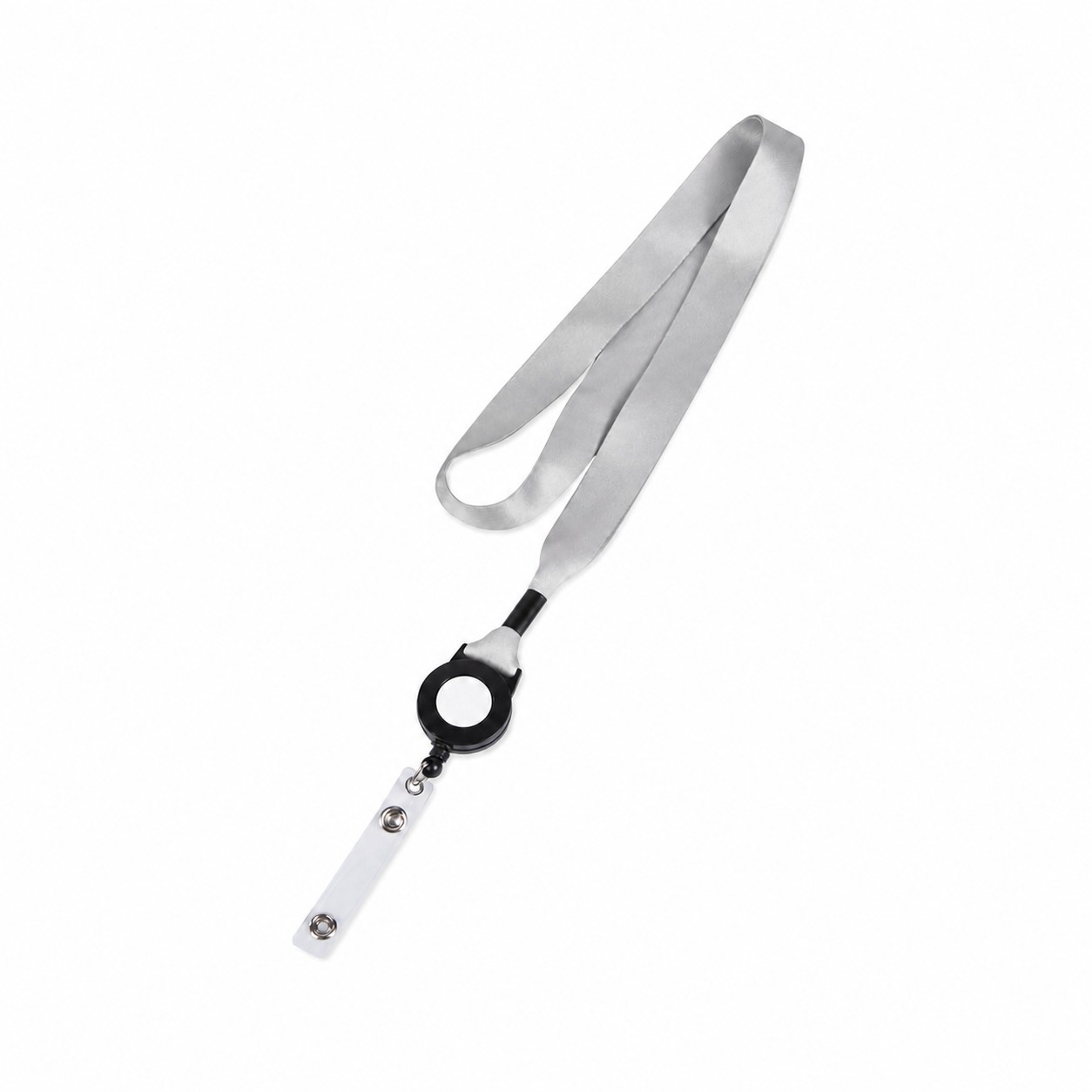 Plastic Crimp Badge Reel Lanyard — Nickel Silver