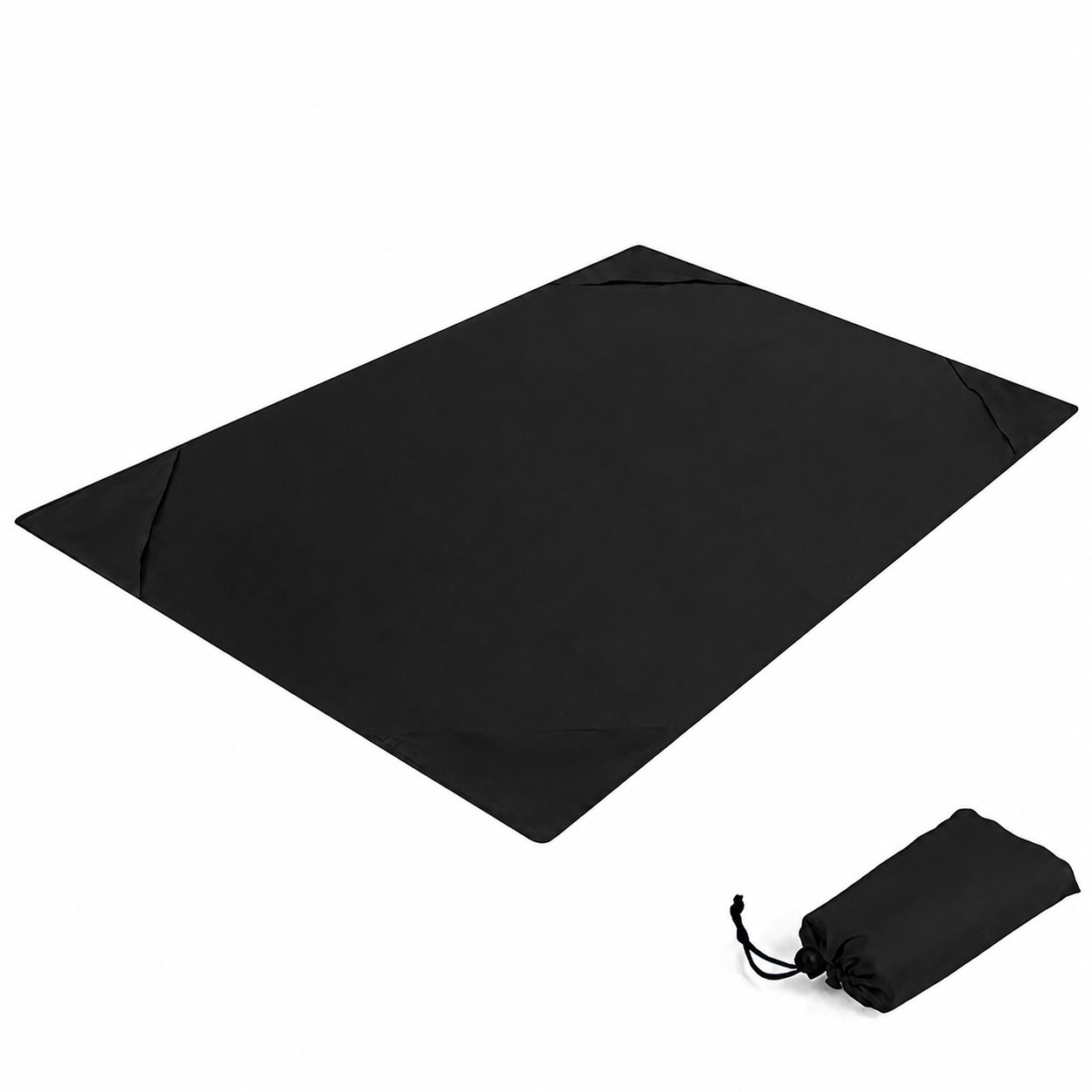 Foldable Polyester Beach Blanket — Black