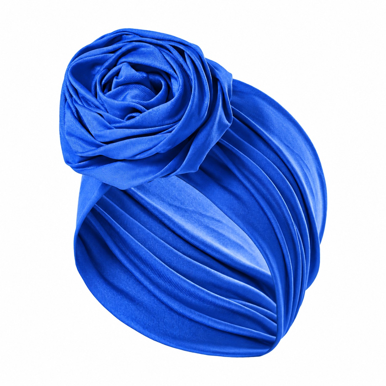 Polyester Rose Turban Headwrap Hat — Blue