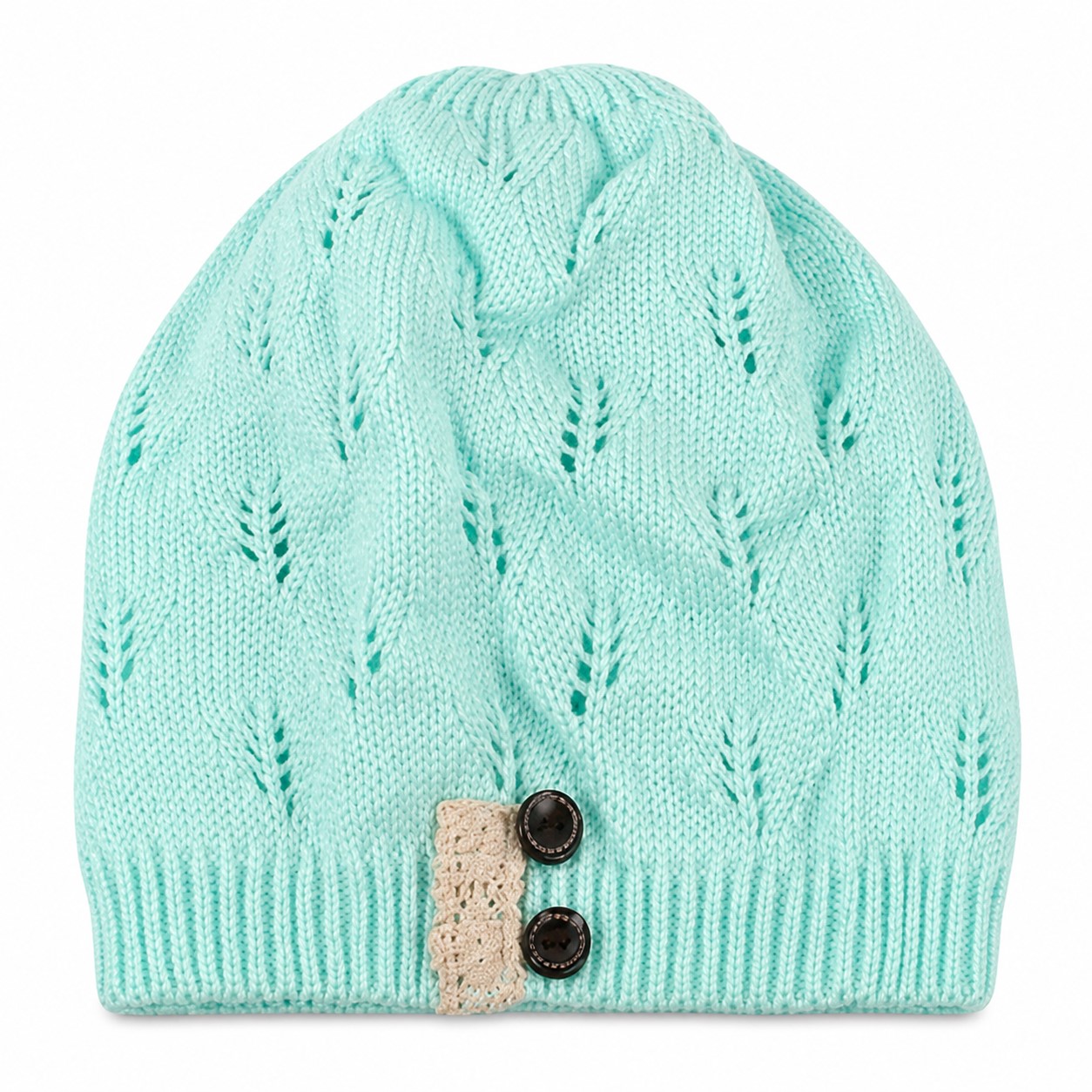 Decorative Button Acrylic Knit Beanie Hat — view 2