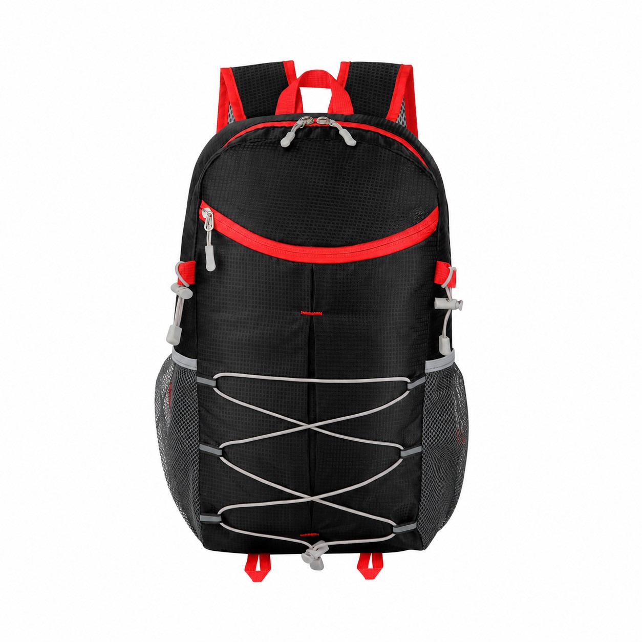 Foldable Shape Nylon Backpack — Black