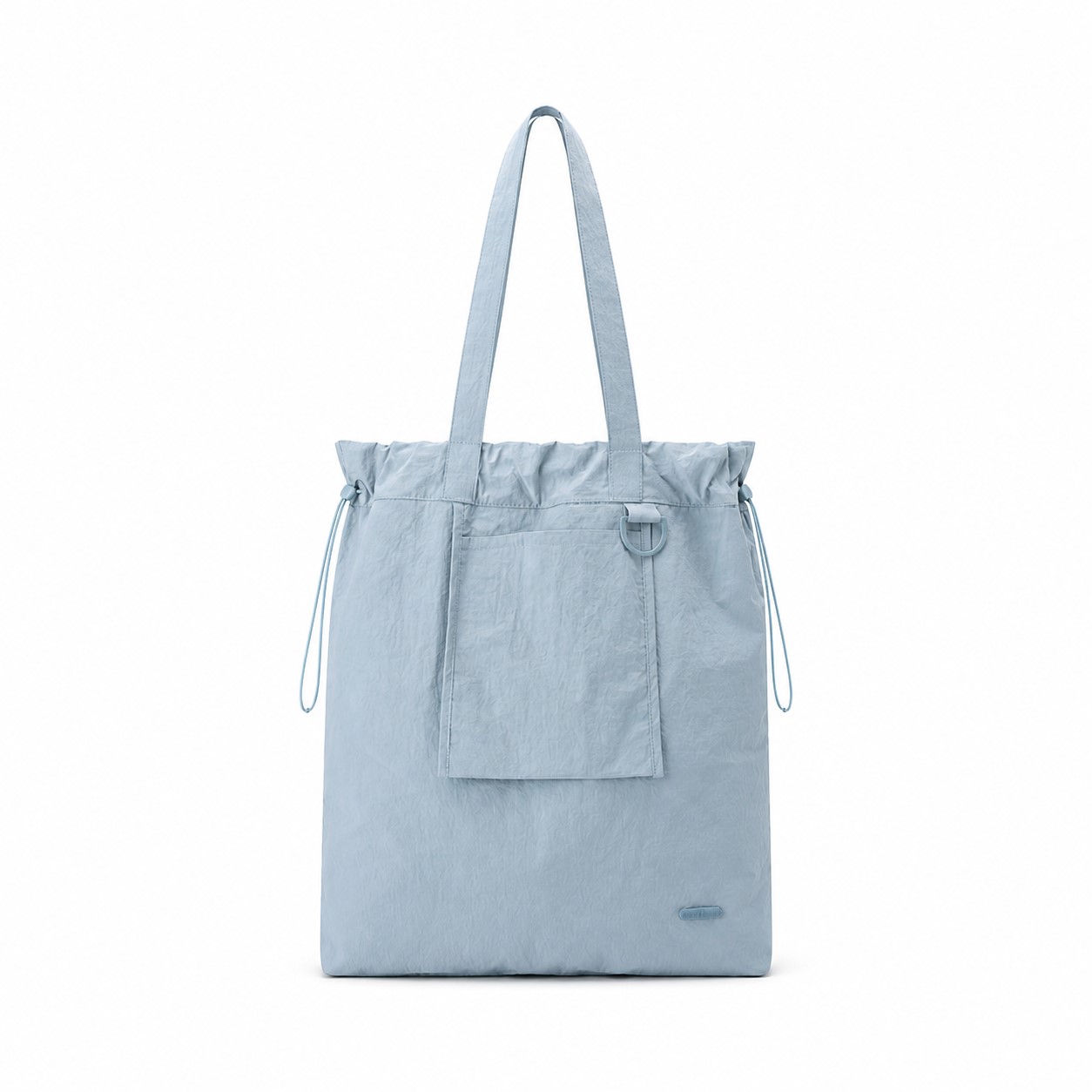 Drawstring Fabric Shoulder Tote With Front Pocket — view 2