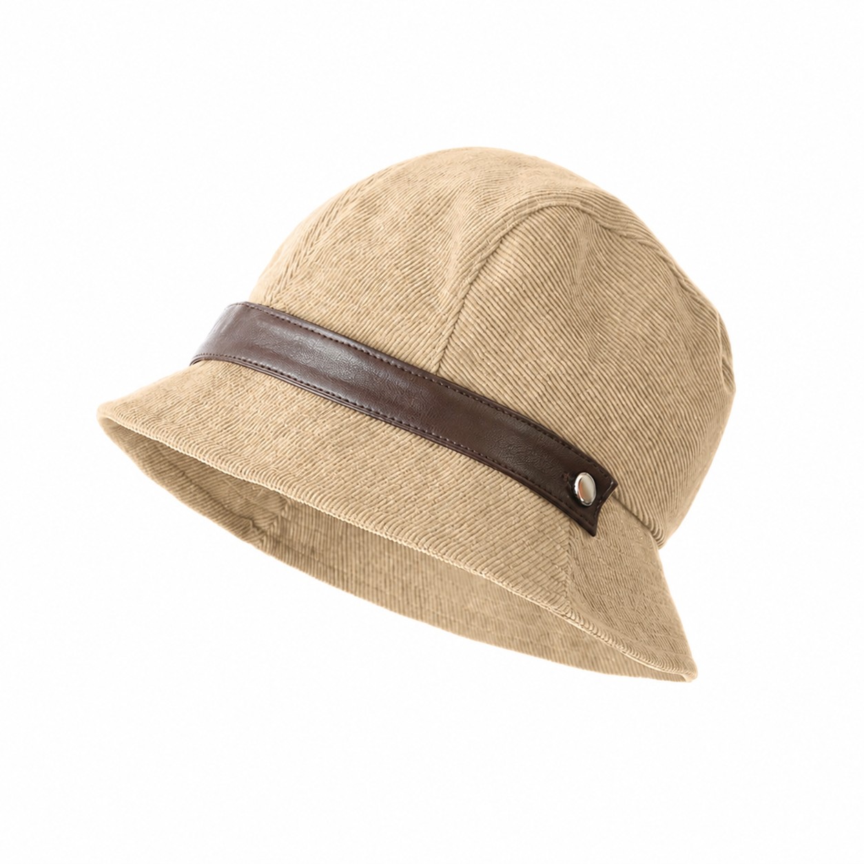 Corduroy Riding Fisherman Cap — Khaki Beige