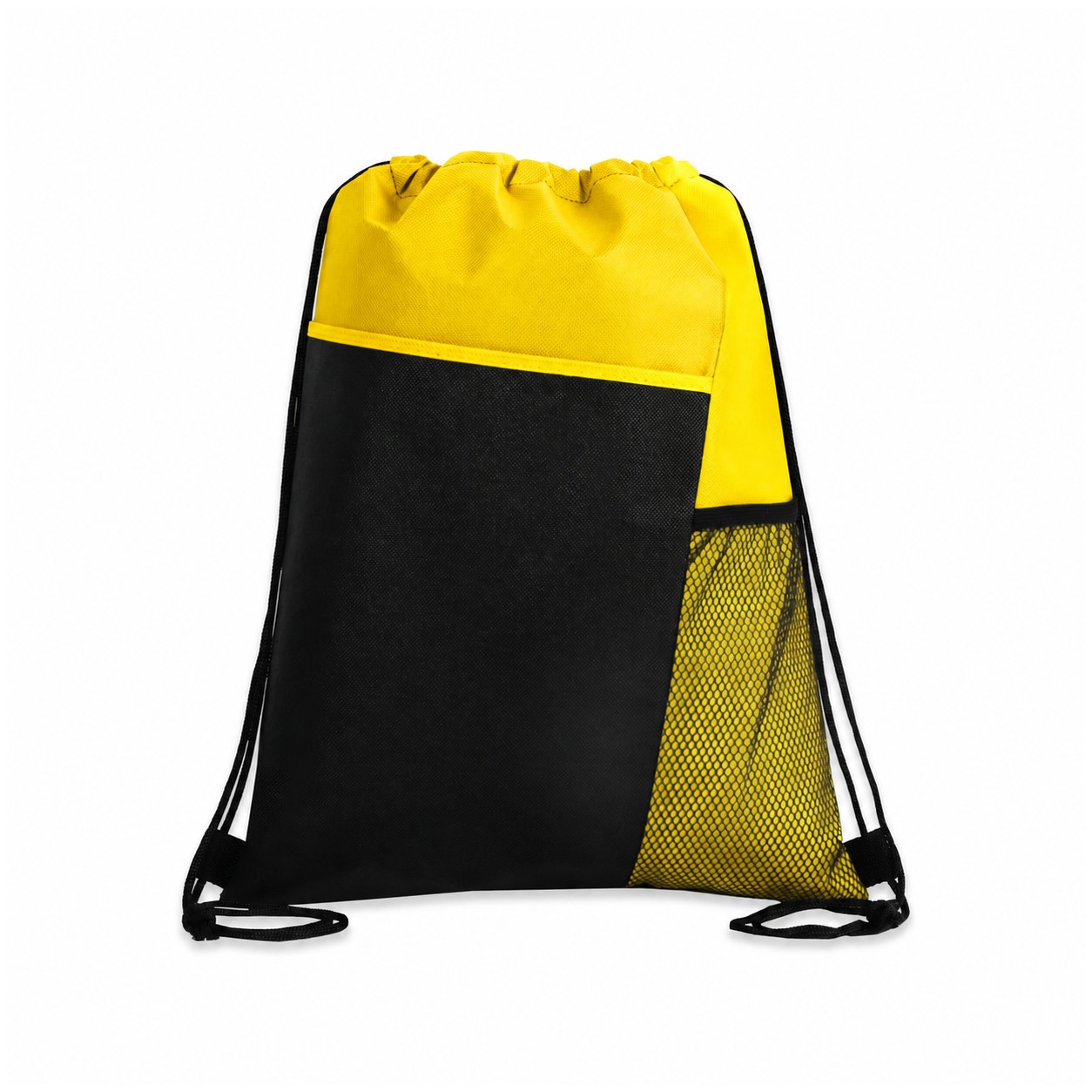 Tri-Color Mesh Drawstring Backpack — Yellow
