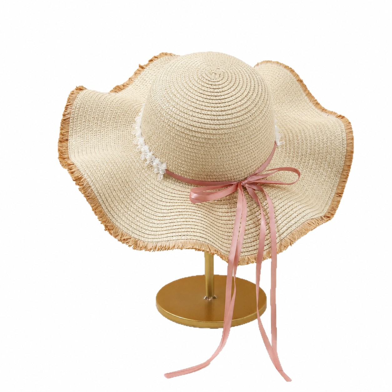 Straw Wide Brim Bow Sun Hat — view 4