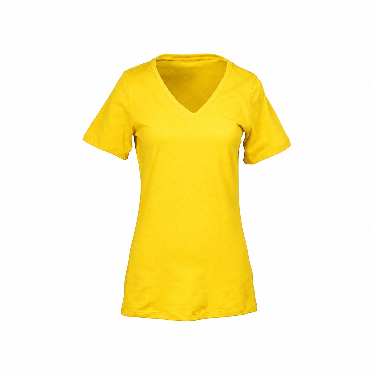 Ladies Ringspun Cotton V Neck Shirt — Yellow