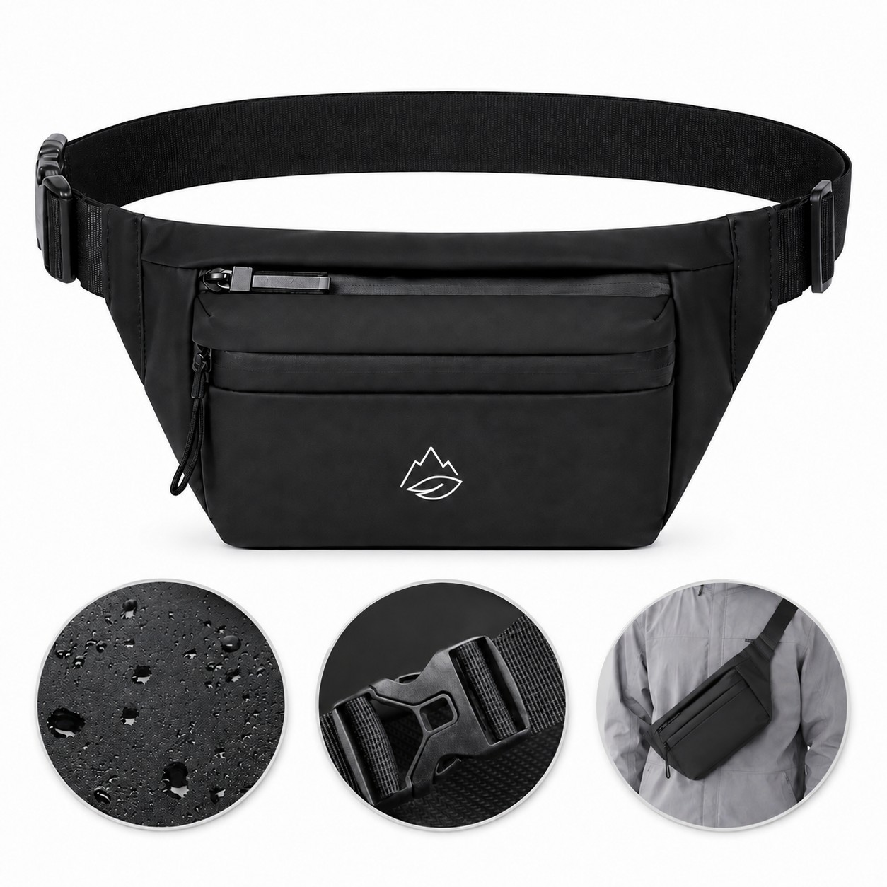 Waterproof PU Layered Pocket Waist Pack — view 1