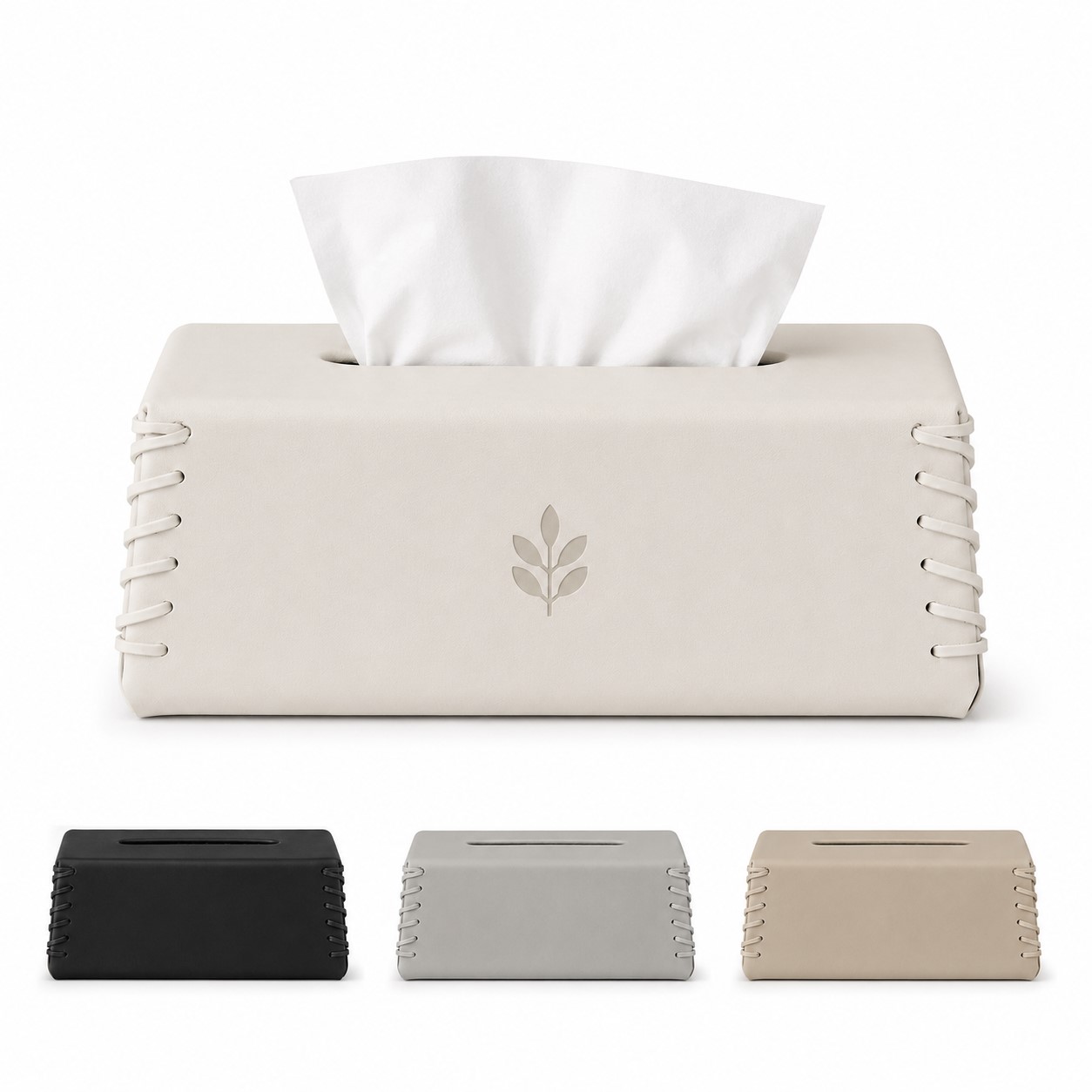 Laced Faux Leather Tissue Box Cover