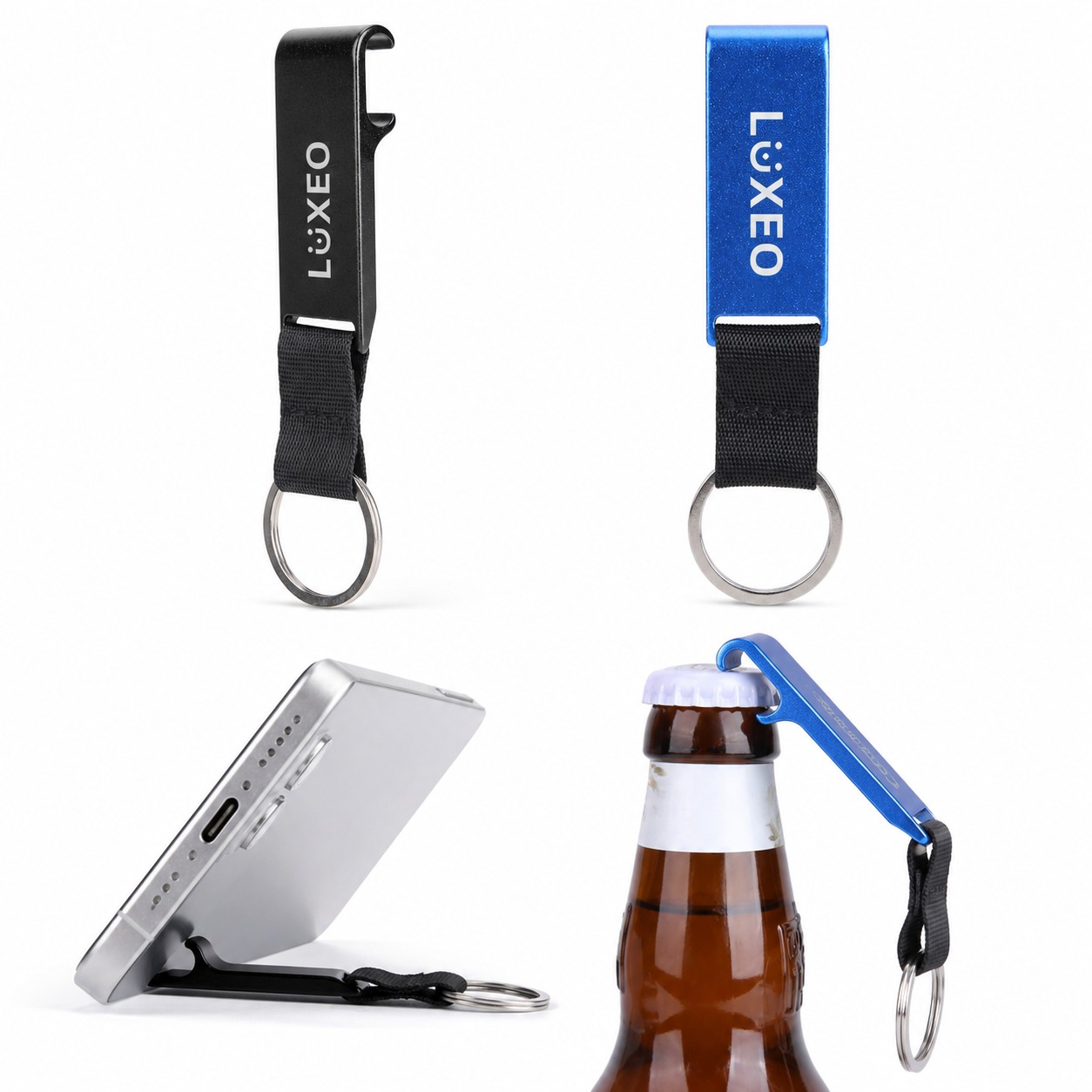 Aluminum Bottle Opener Phone Stand Keychain