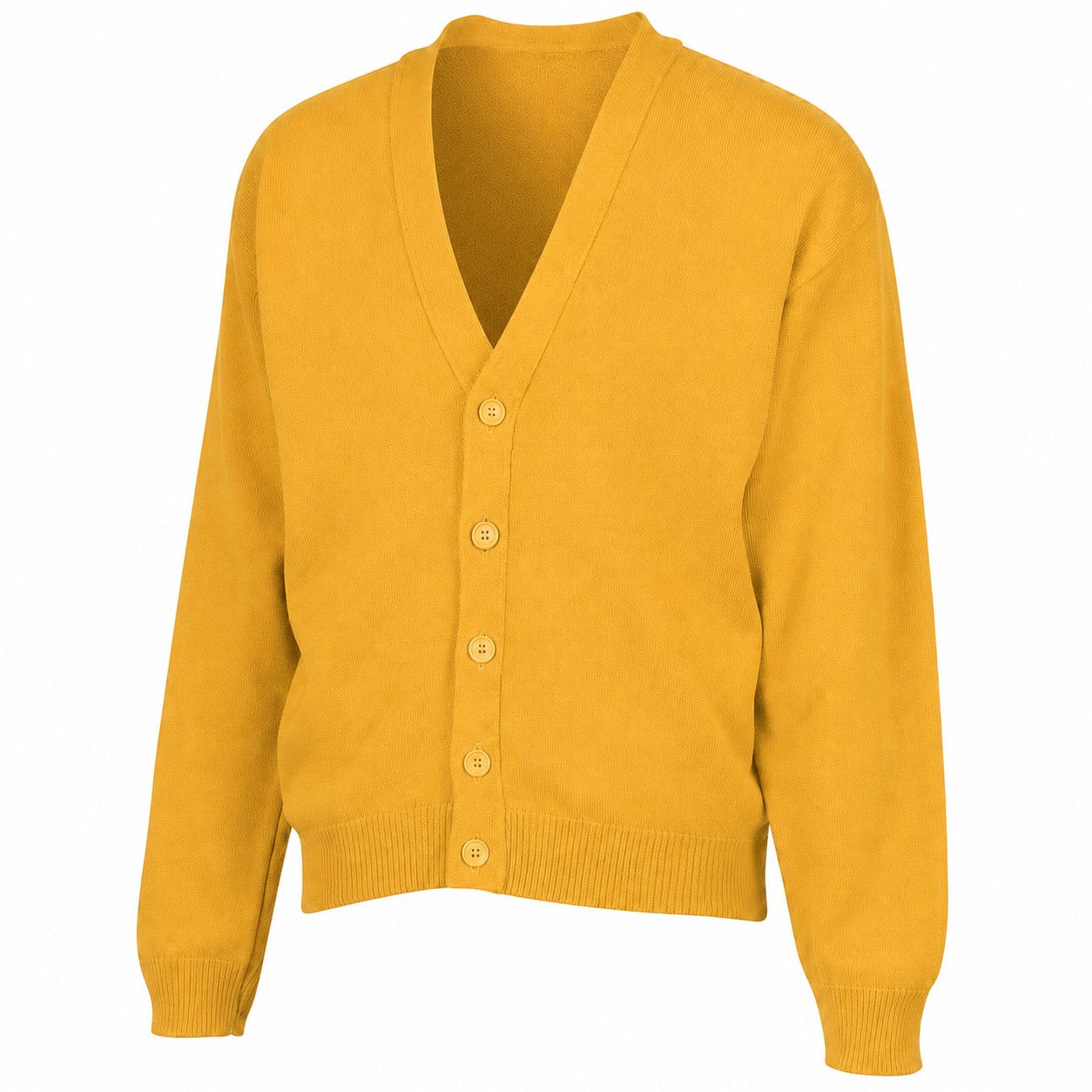 Men's Acrylic V Neck Cardigan — Gold