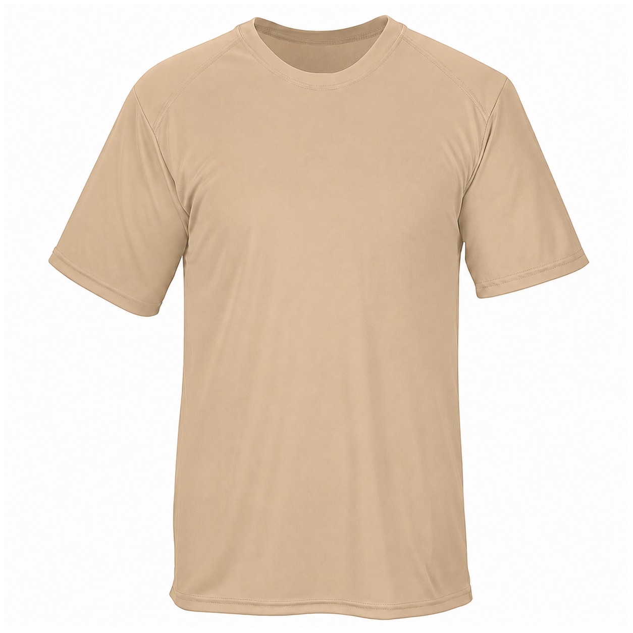 Lightweight Polyester Performance T-Shirt — Tan Beige
