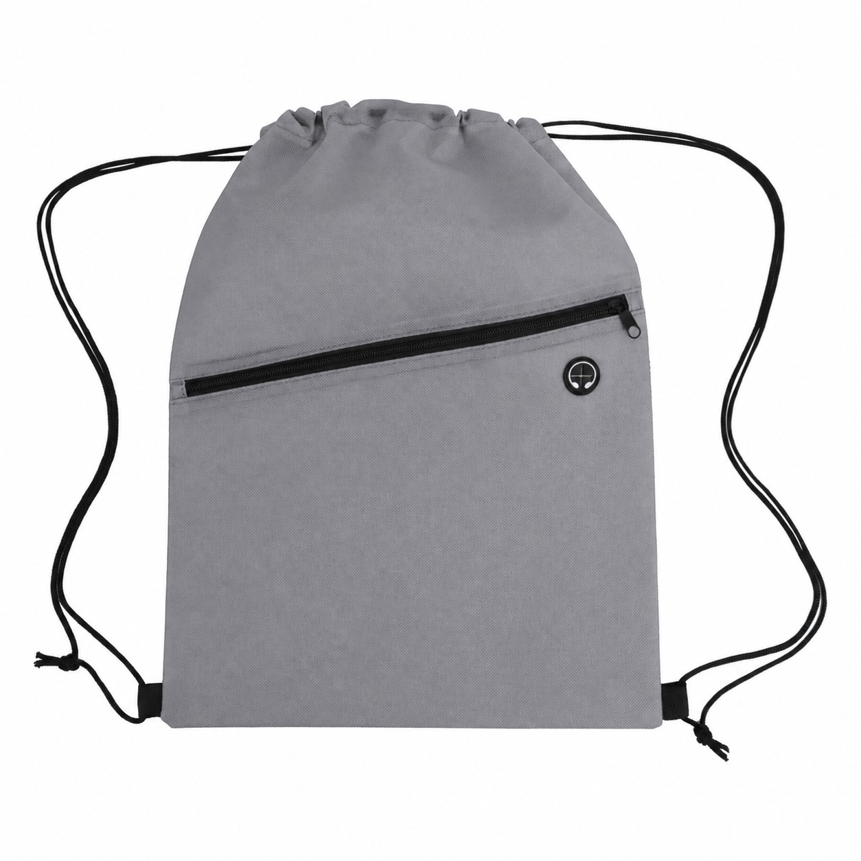 Zippered Storage Drawstring Bag — Gray