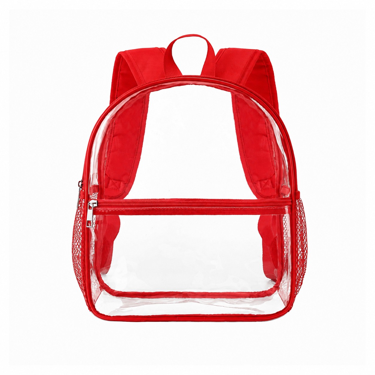 10.5-Inch Clear PVC Backpack — Red