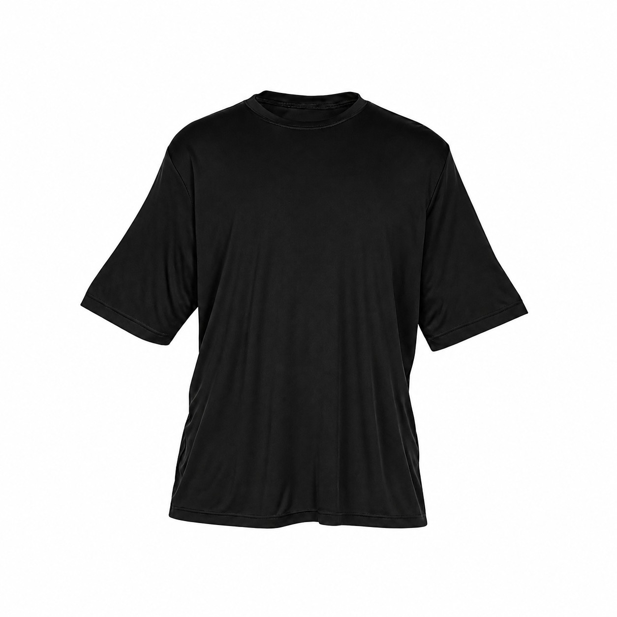 Polyester Crewneck Performance Tee — Black