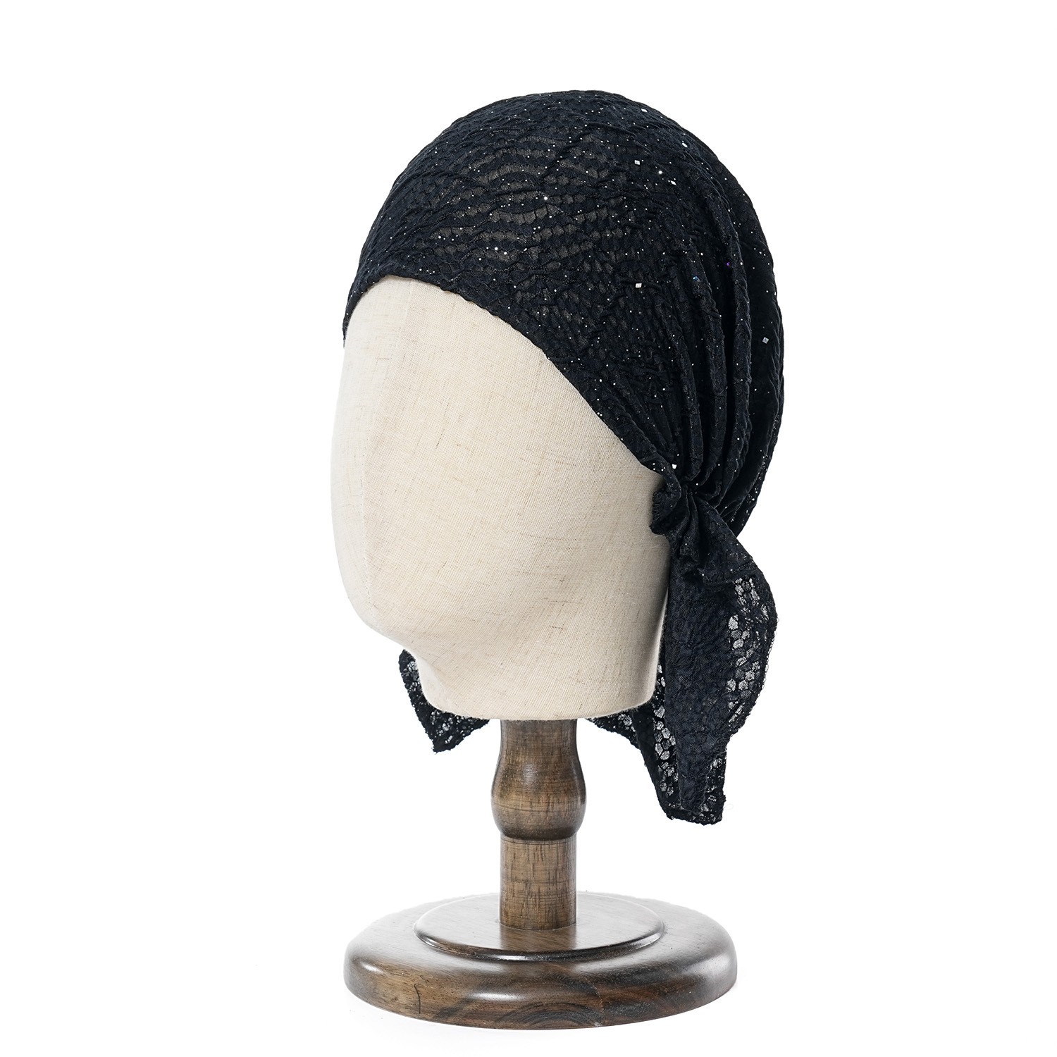 Sequined Polyester Triangle Headwrap Cap — view 2