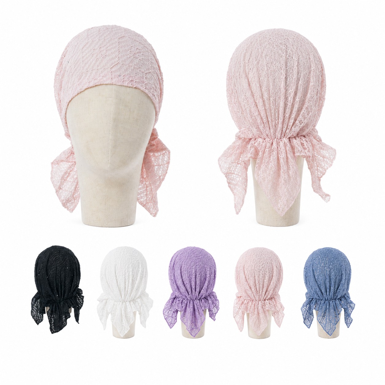 Sequined Polyester Triangle Headwrap Cap