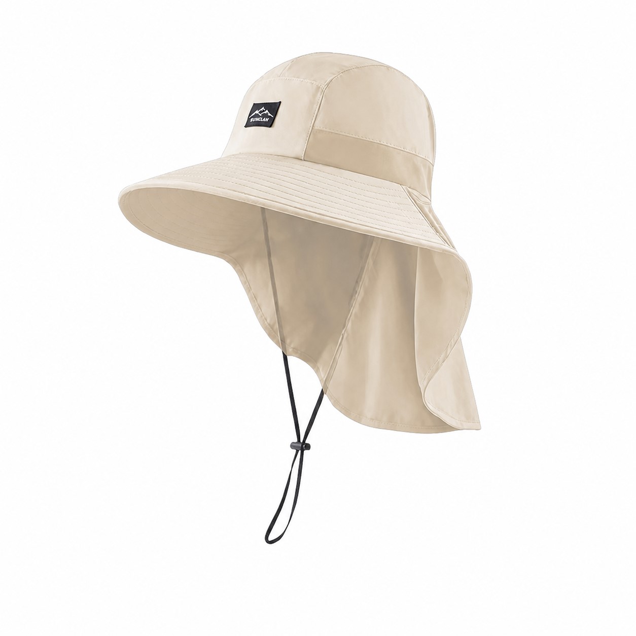Polyester Neck Cover Boonie Hat — Beige