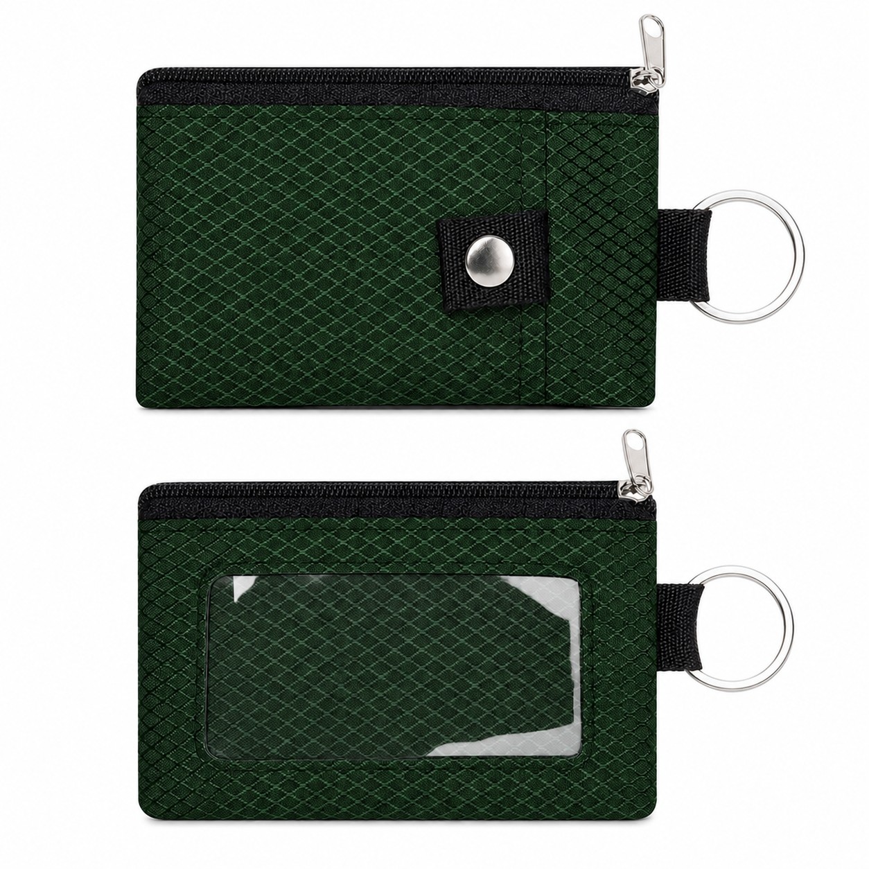 RFID Blocking PU Wallet With Key Ring — Dark Green
