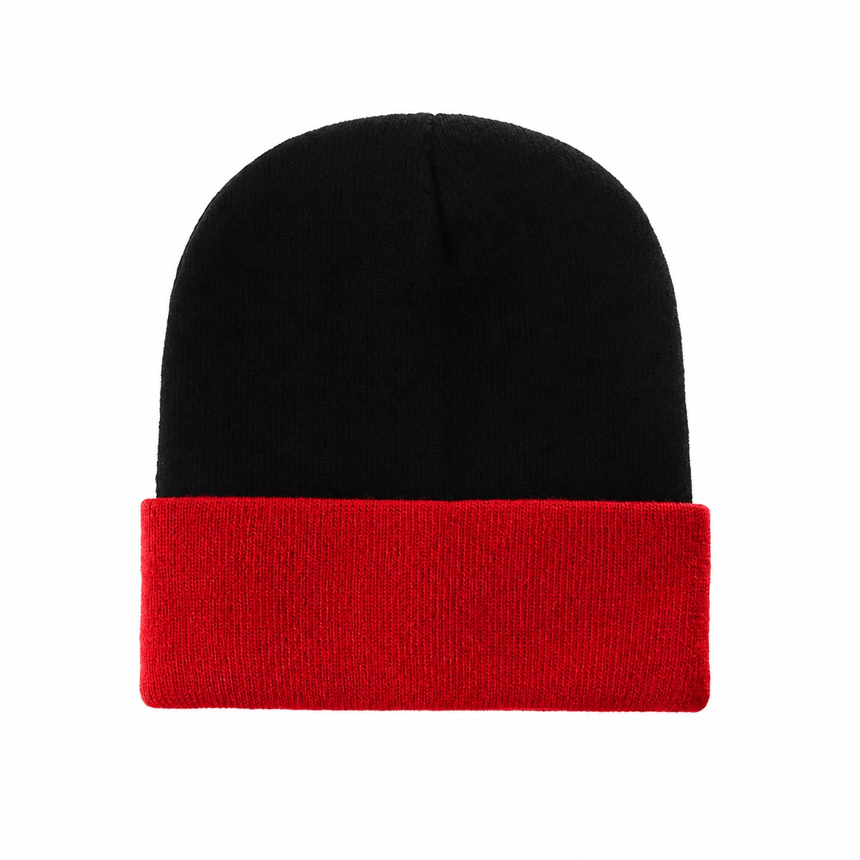 Polyester Two Tone Cuffed Beanie — Red