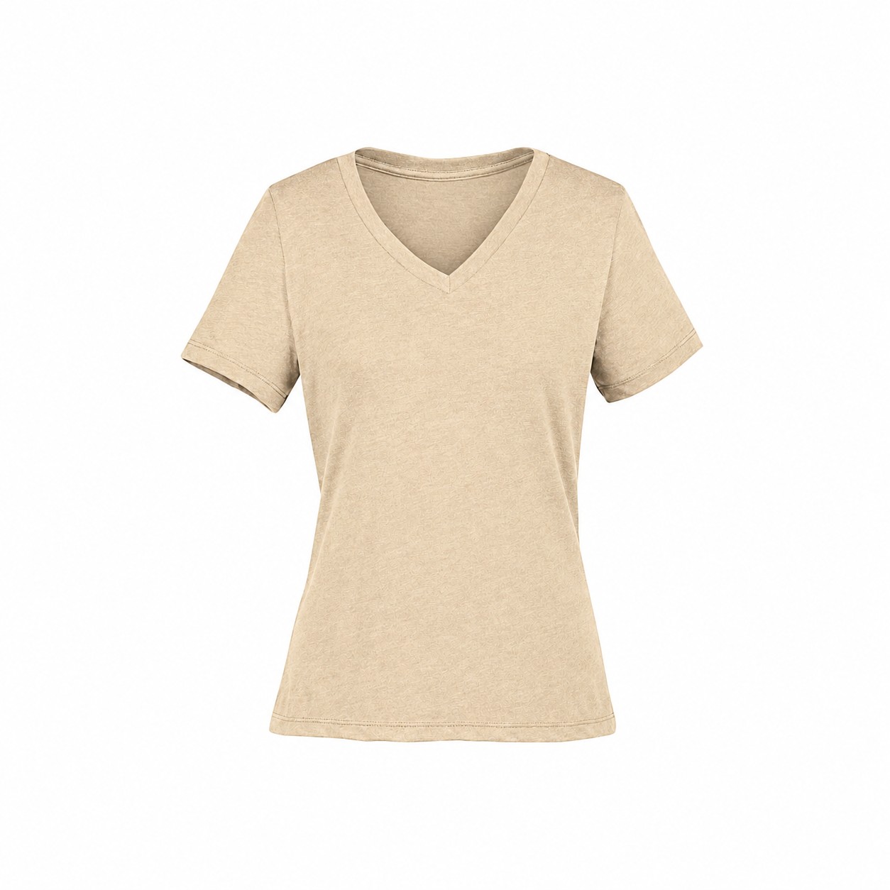 Ladies Heather Blend V Neck Tee — Beige