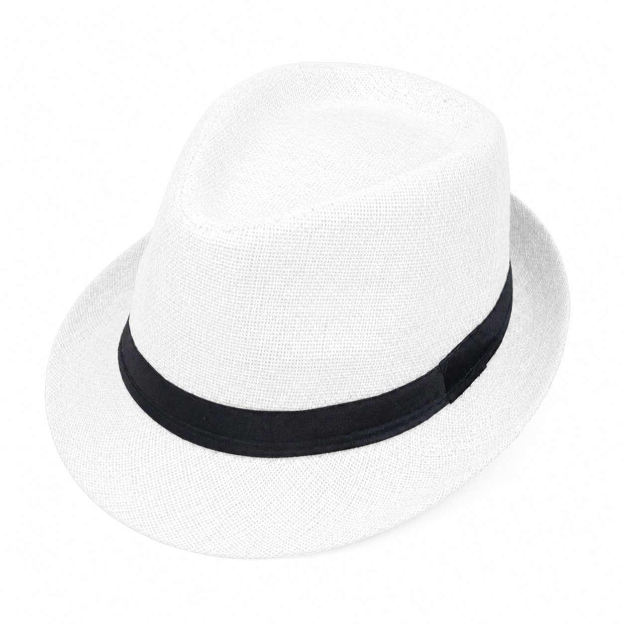 Polyester Short Brim Fedora Hat — White