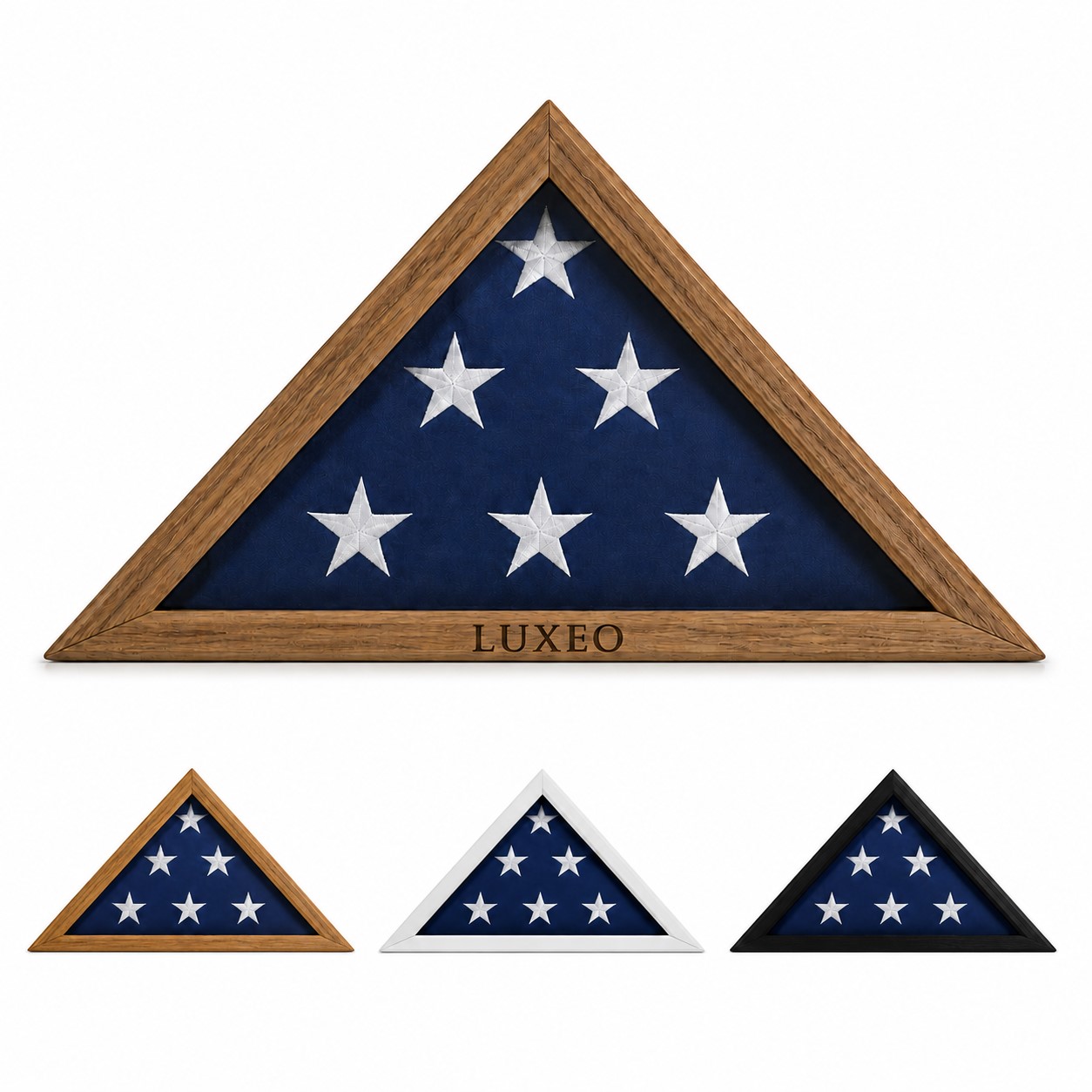 Solid Wood Triangular Flag Display Case