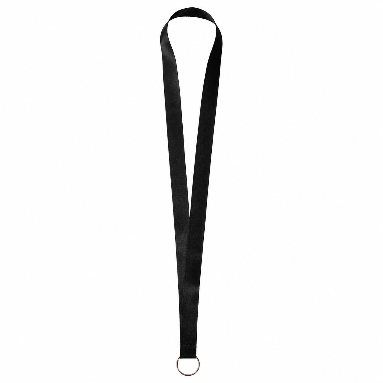 Satin Polyester Split Ring Lanyard — Black