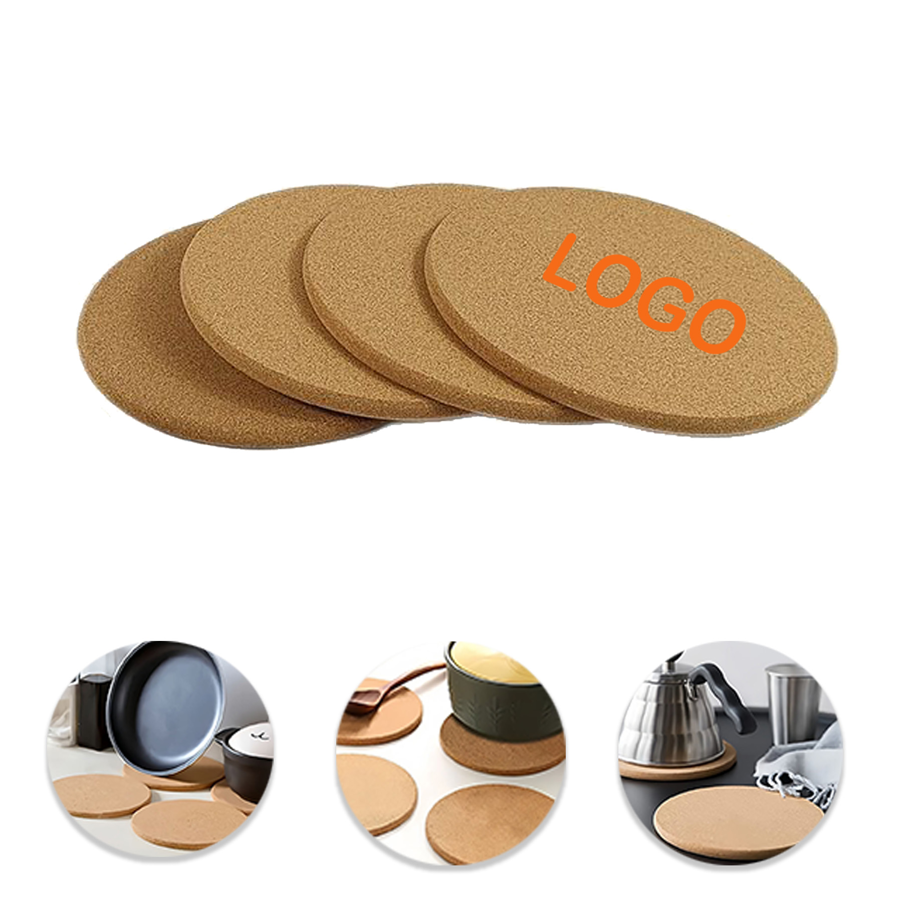Round Cork Beverage Coaster Set