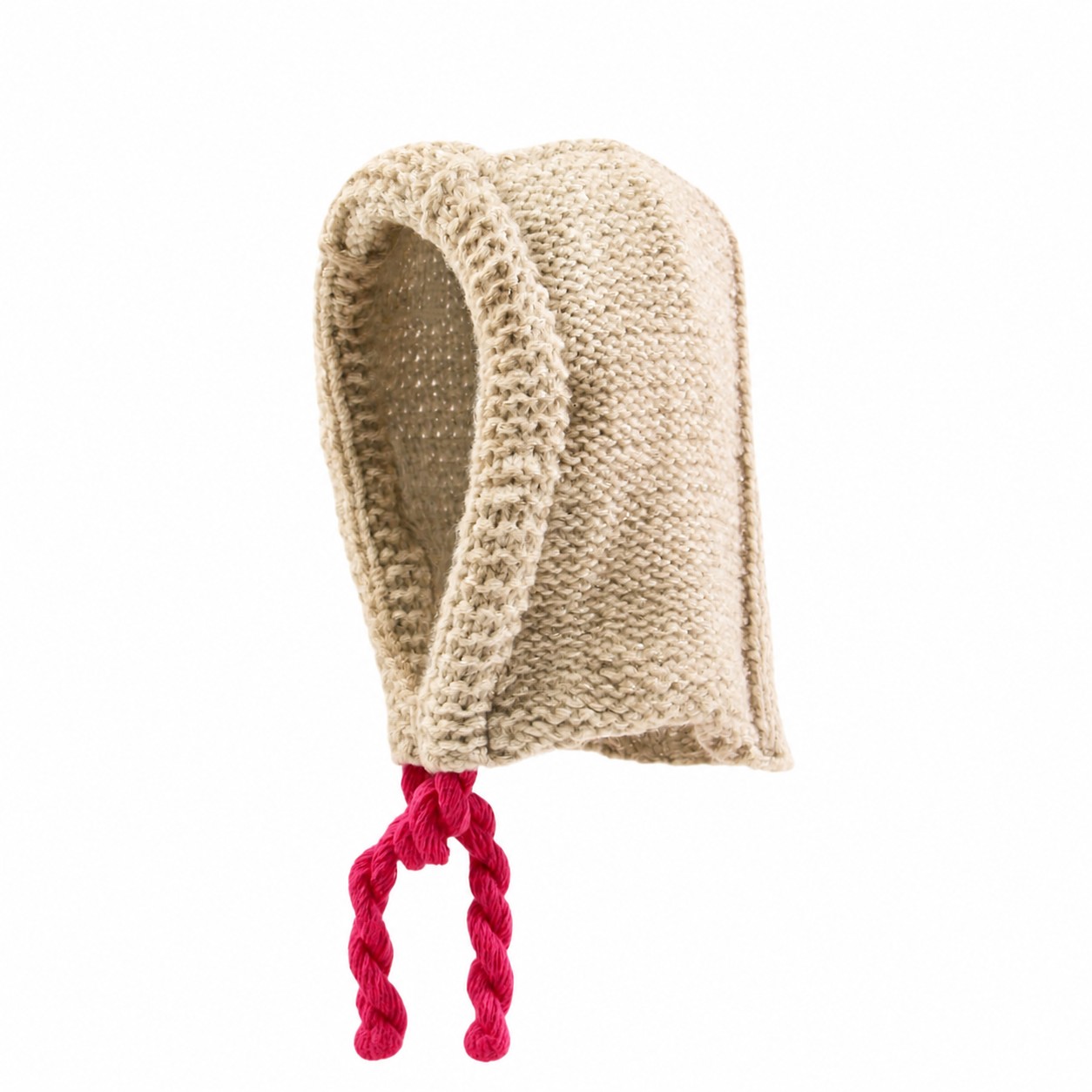 Cotton Blend Knit Balaclava Hood — Oatmeal Beige