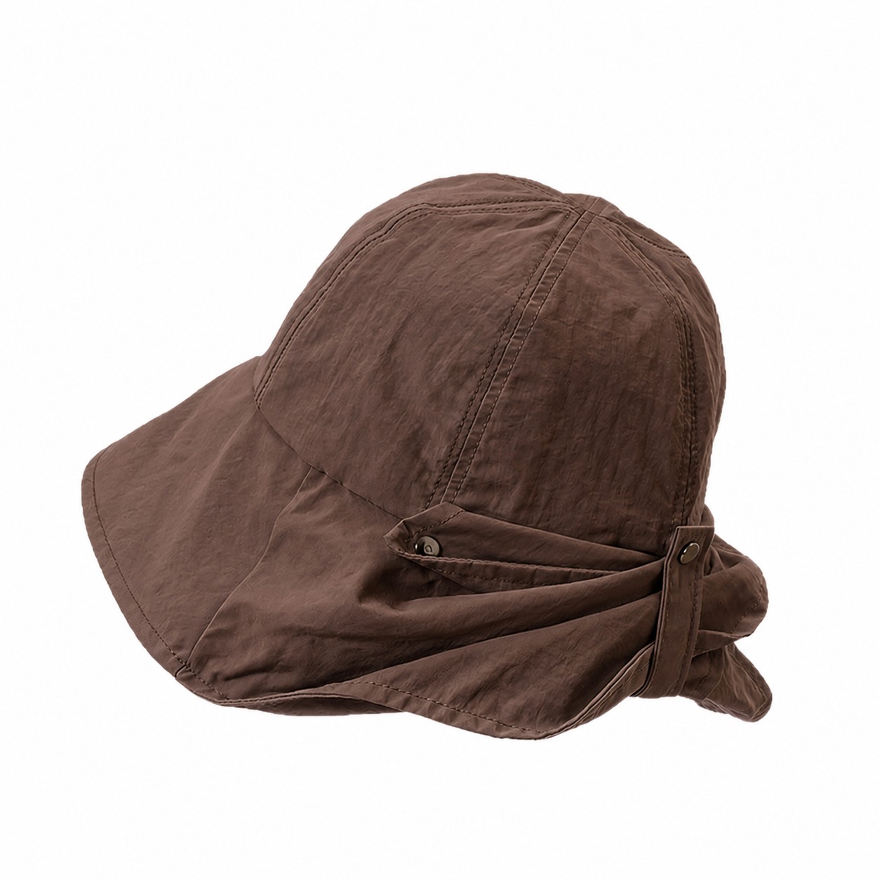 Polyester Neck Cape Sun Hat — Coffee Brown