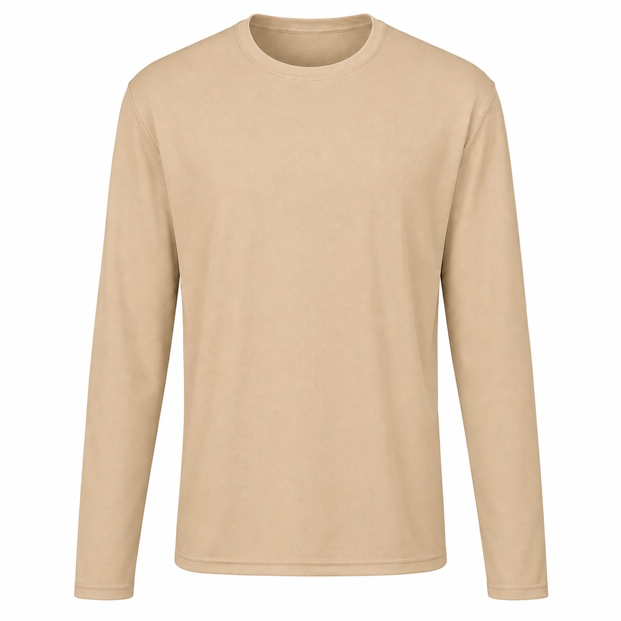 Ladies Polyester Spandex Zip Neck Pullover — Tan Beige