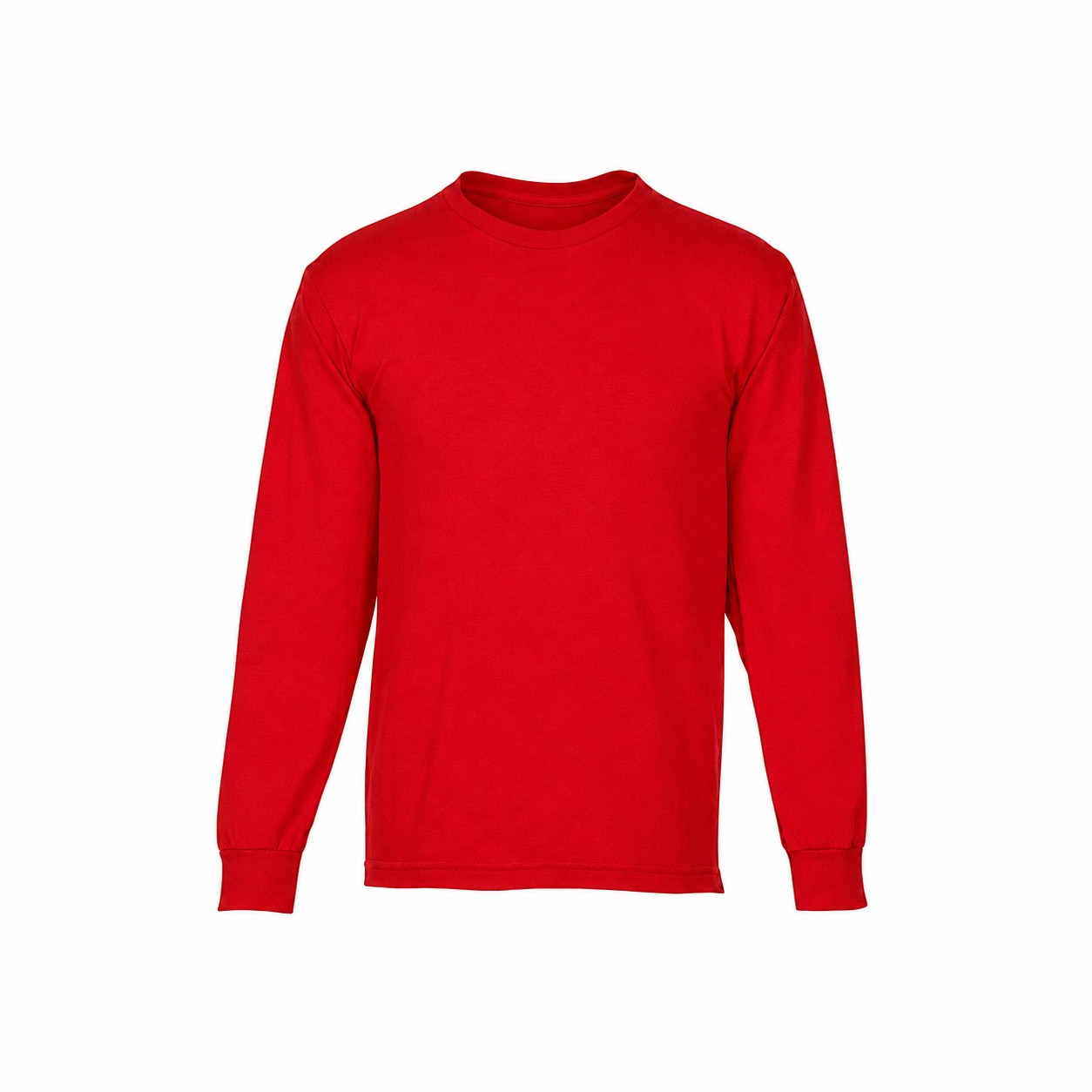Cotton Long Sleeve T-Shirt With Reinforced Hem — Red
