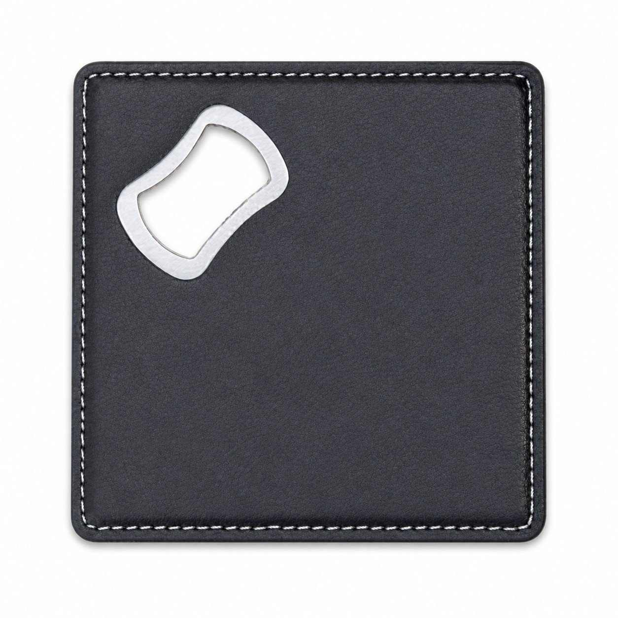 Stitched Square PU Bottle Opener Coaster — view 2