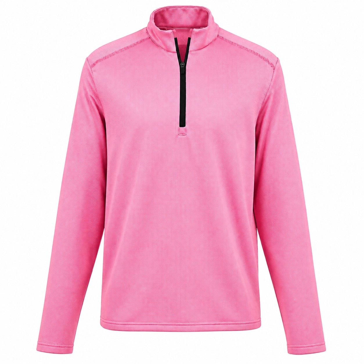 Houndstooth Fleece Quarter Zip Pullover — Pink