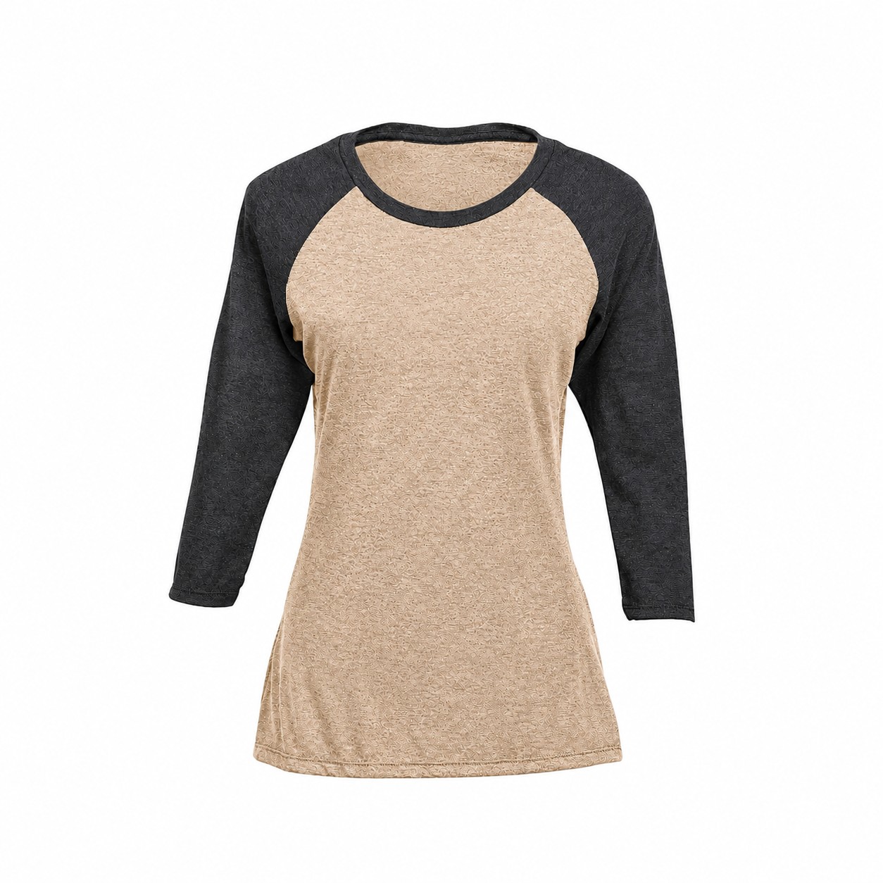 Ladies Tri Blend Raglan Baseball Tee — Tan Beige