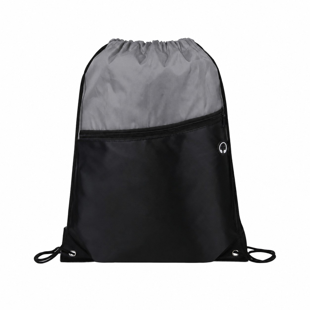 210D Polyester Metal Grommets Drawstring Bag — Gray