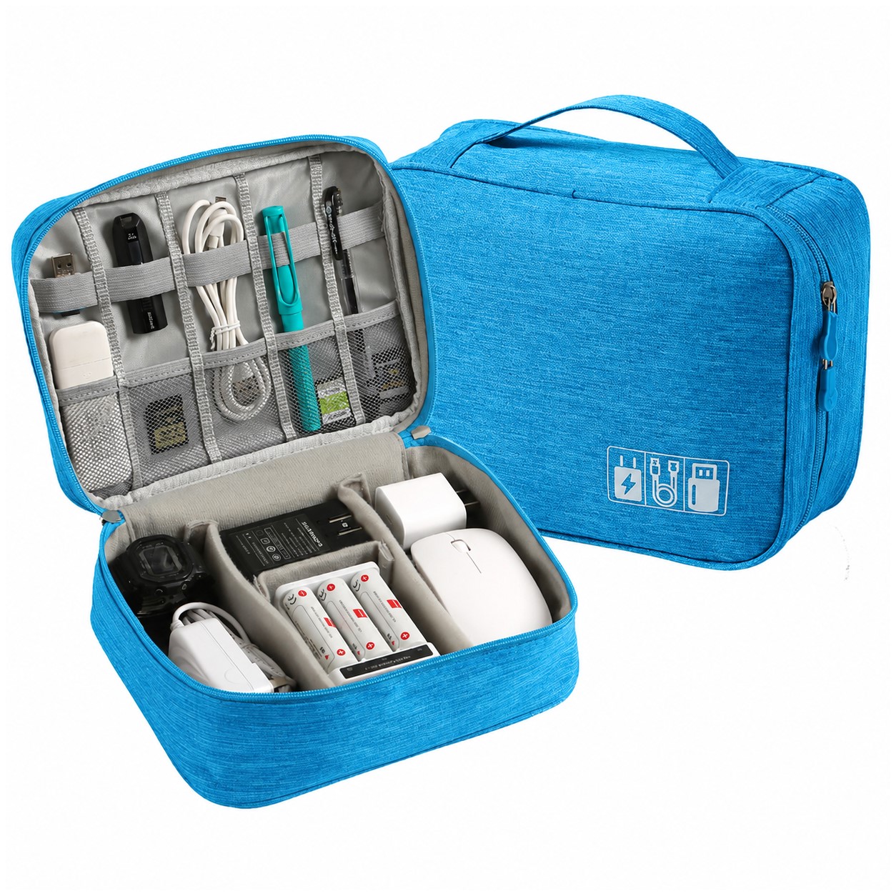 Oxford Electronics Organizer Storage Bag — Cyan Blue