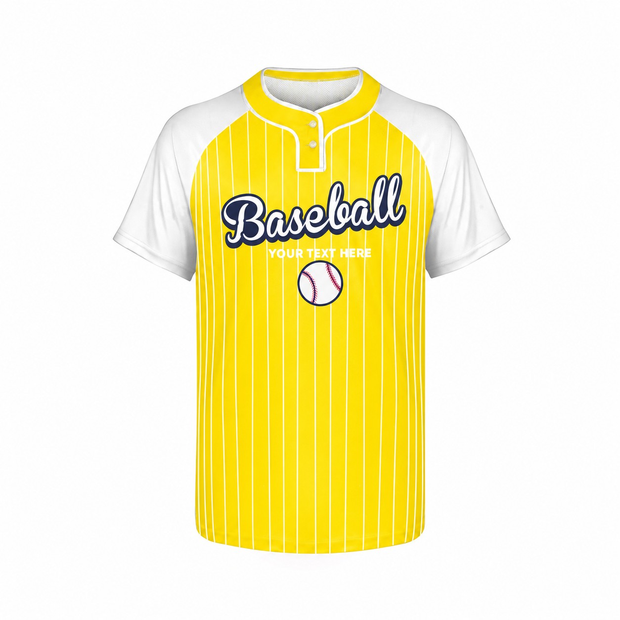 Two-Button Polyester Baseball Jersey — Yellow