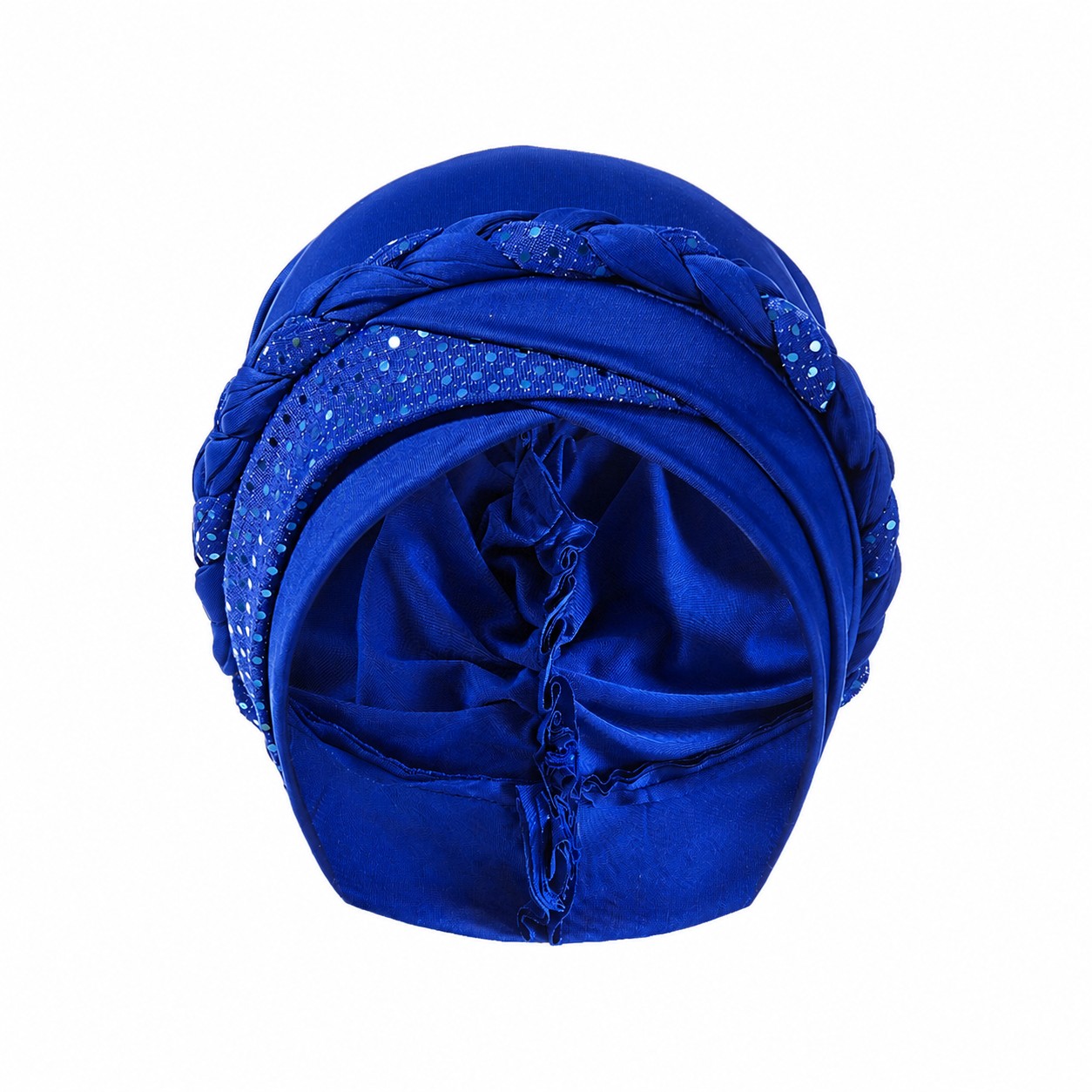 Cross Braid Polyester Turban Hat — Royal Blue