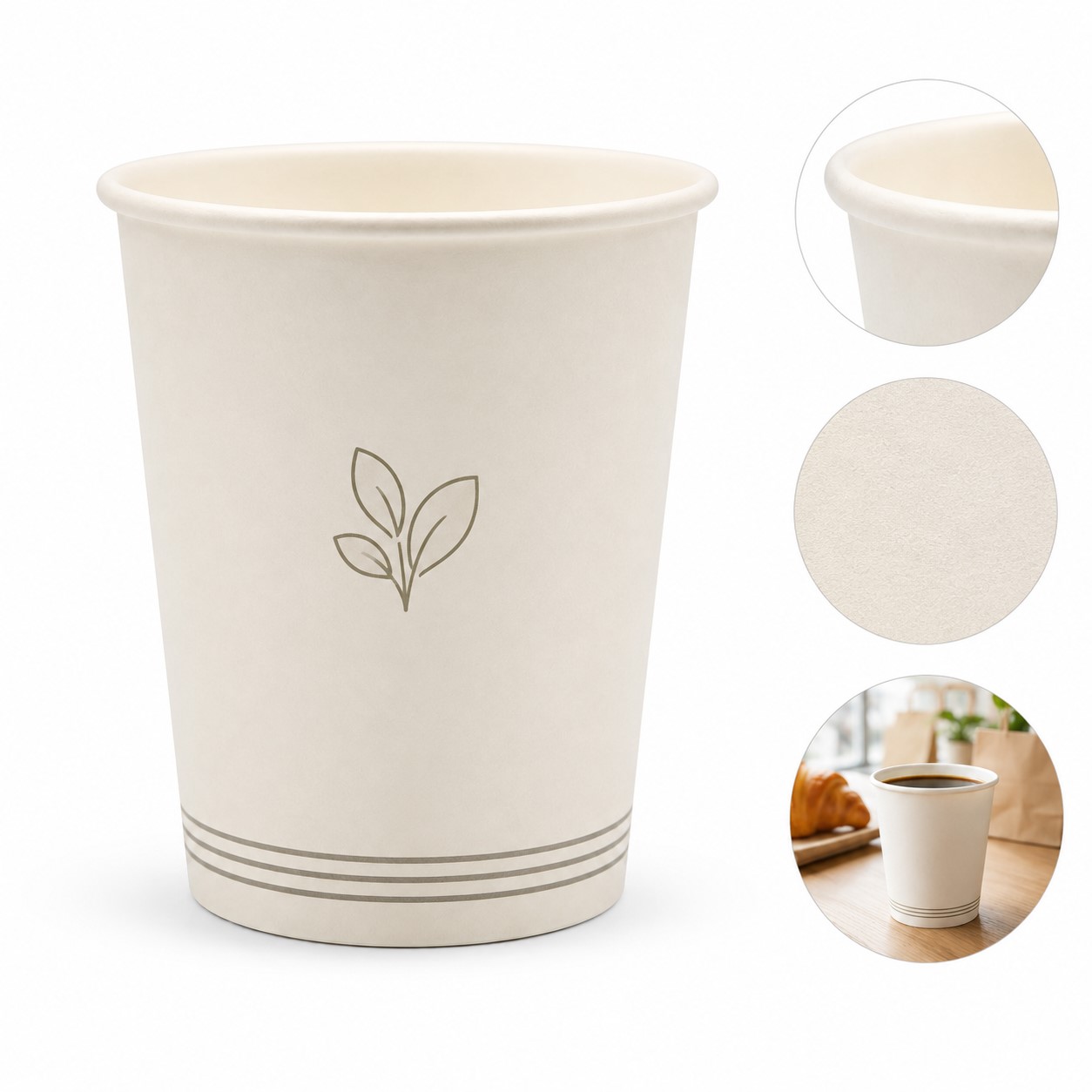 Rolled Rim White Paper Drink Cup