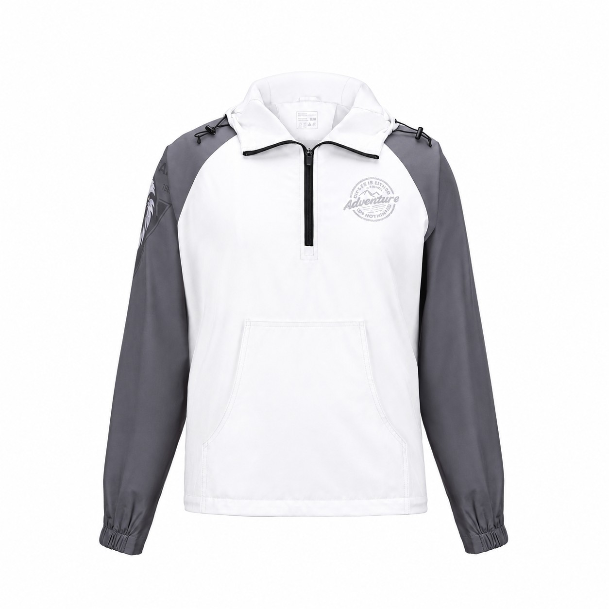 Polyester Quarter-Zip Hooded Jacket — Clear White