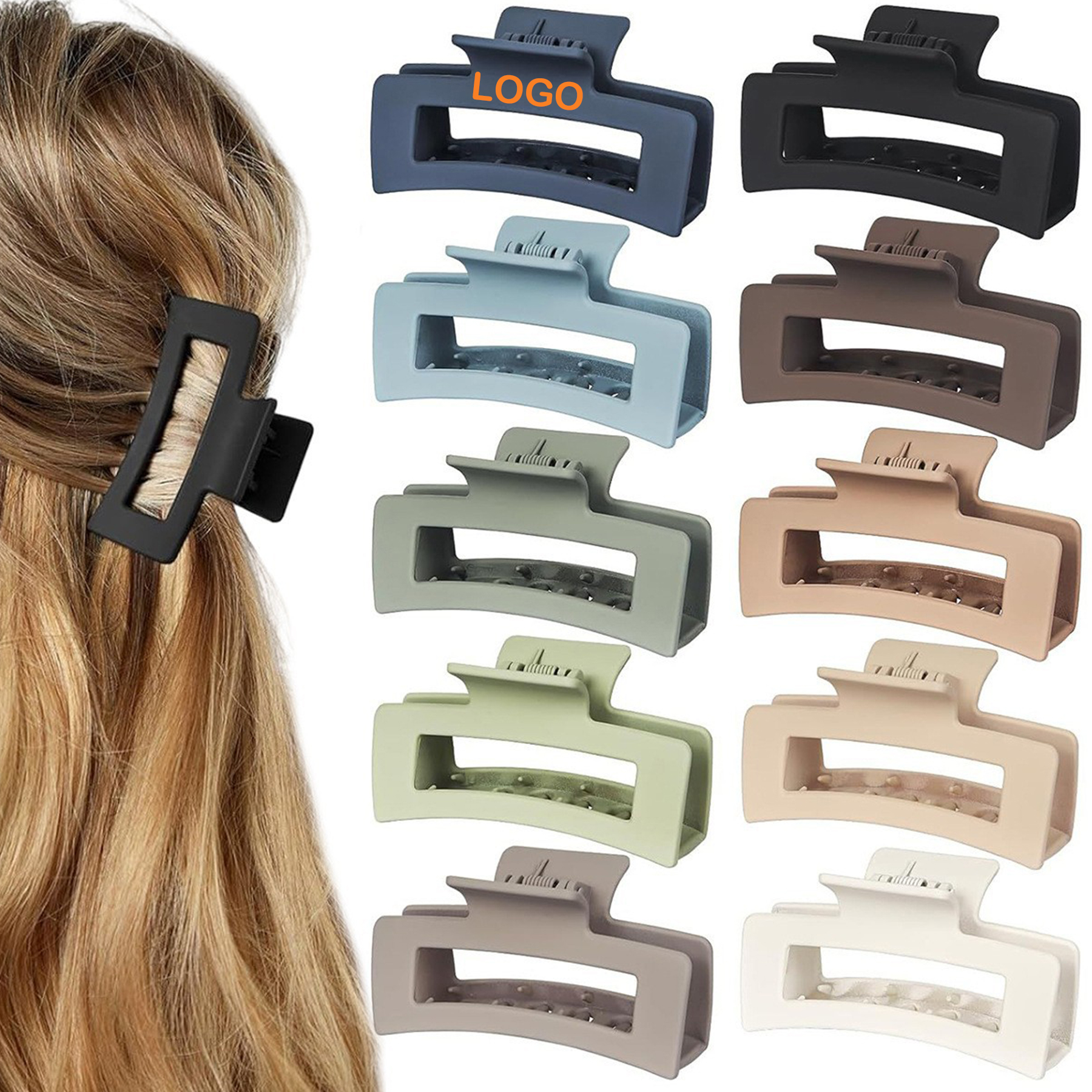 Rectangular Plastic Hair Claw Clip