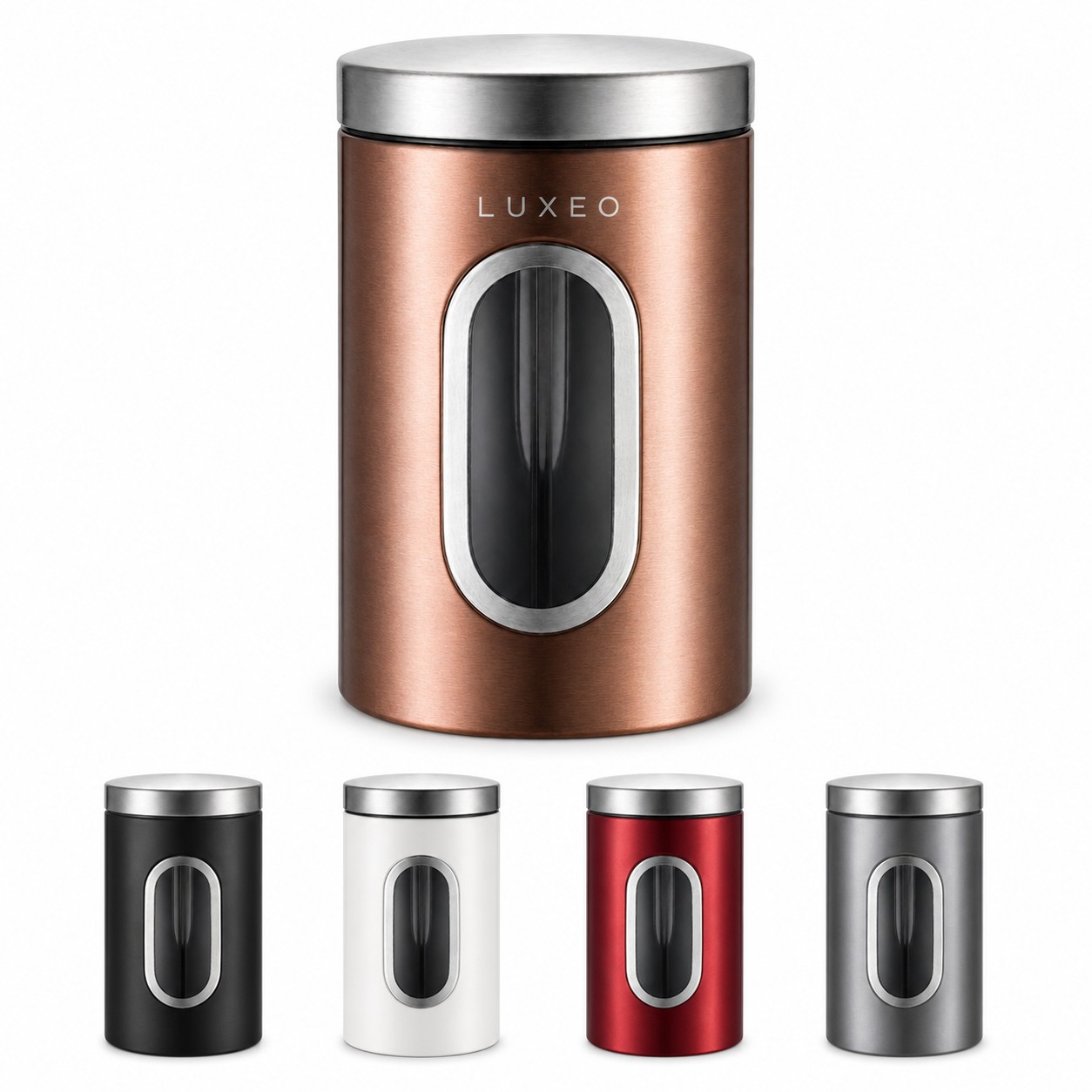 Windowed Stainless Steel Food Storage Canister