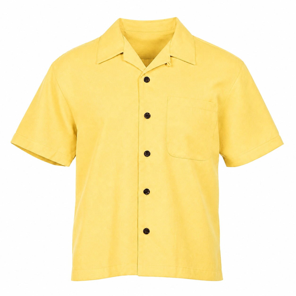 Men's Cotton Polyester Camp Shirt — Yellow