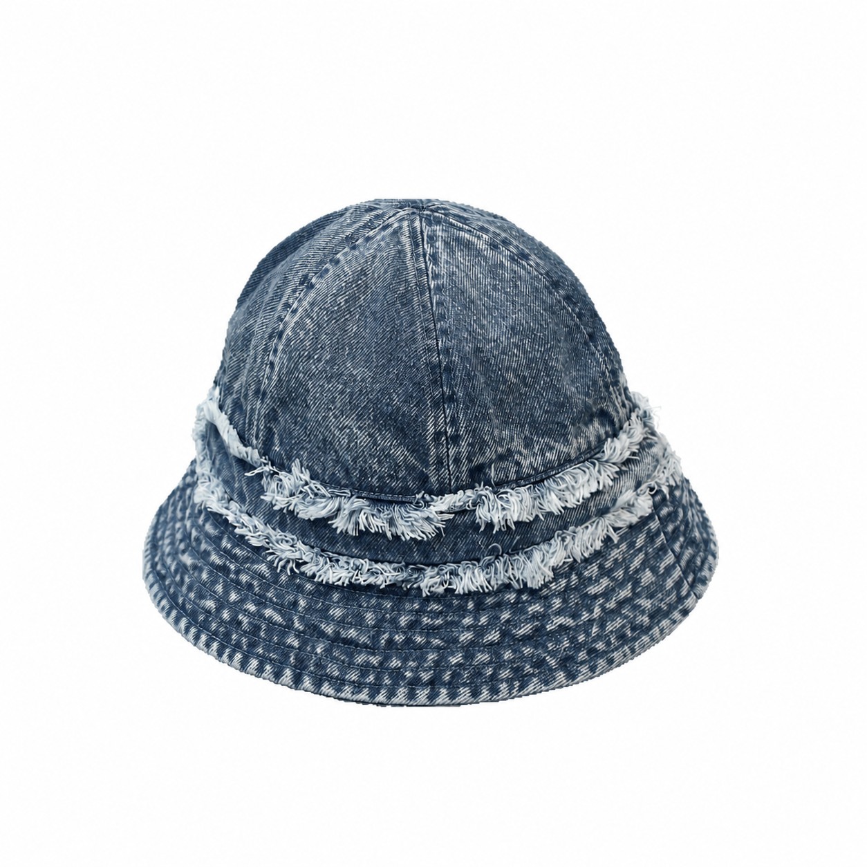 Frayed Denim Bucket Hat — Medium Blue