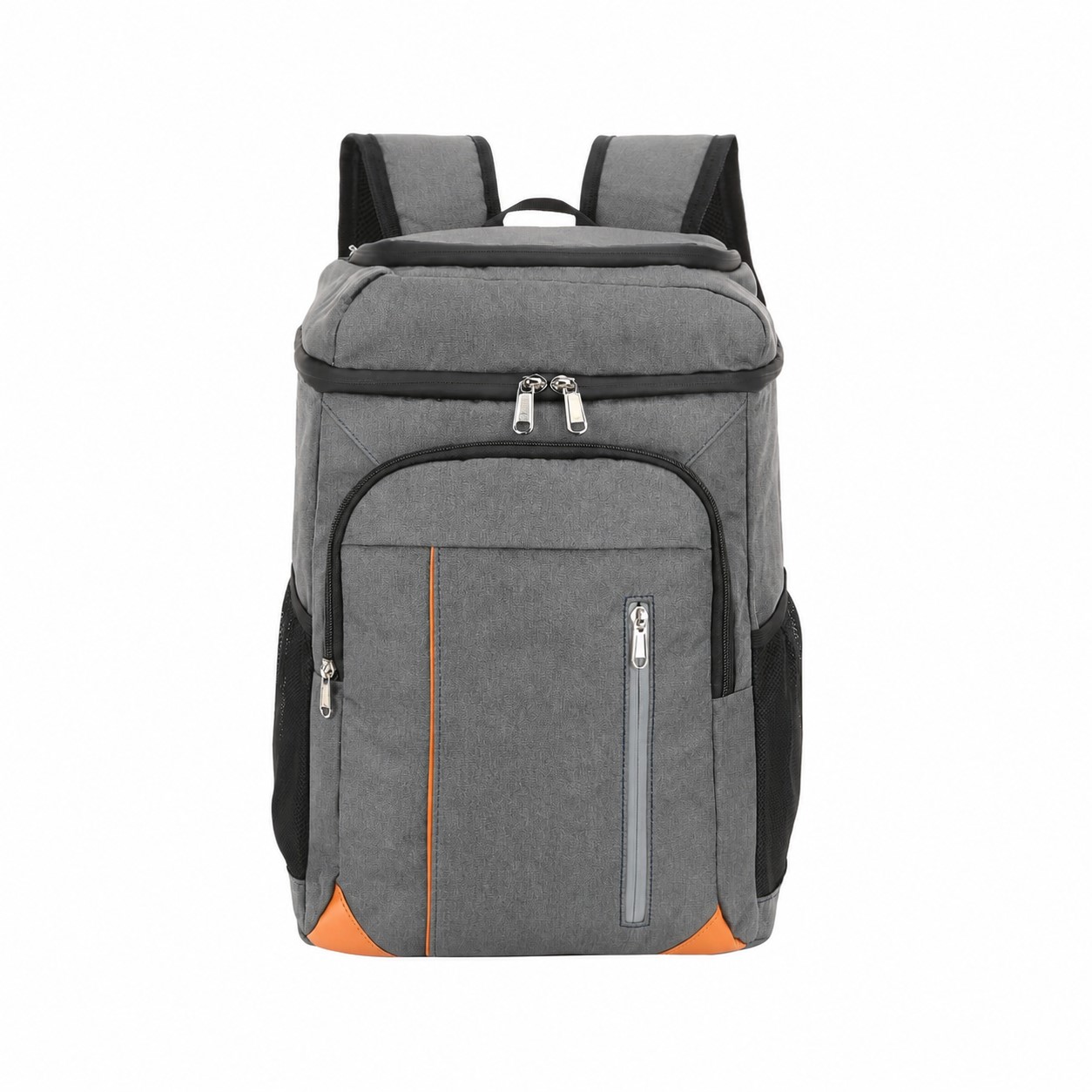 600D Polyester Zippered Storage Backpack Cooler — Gray