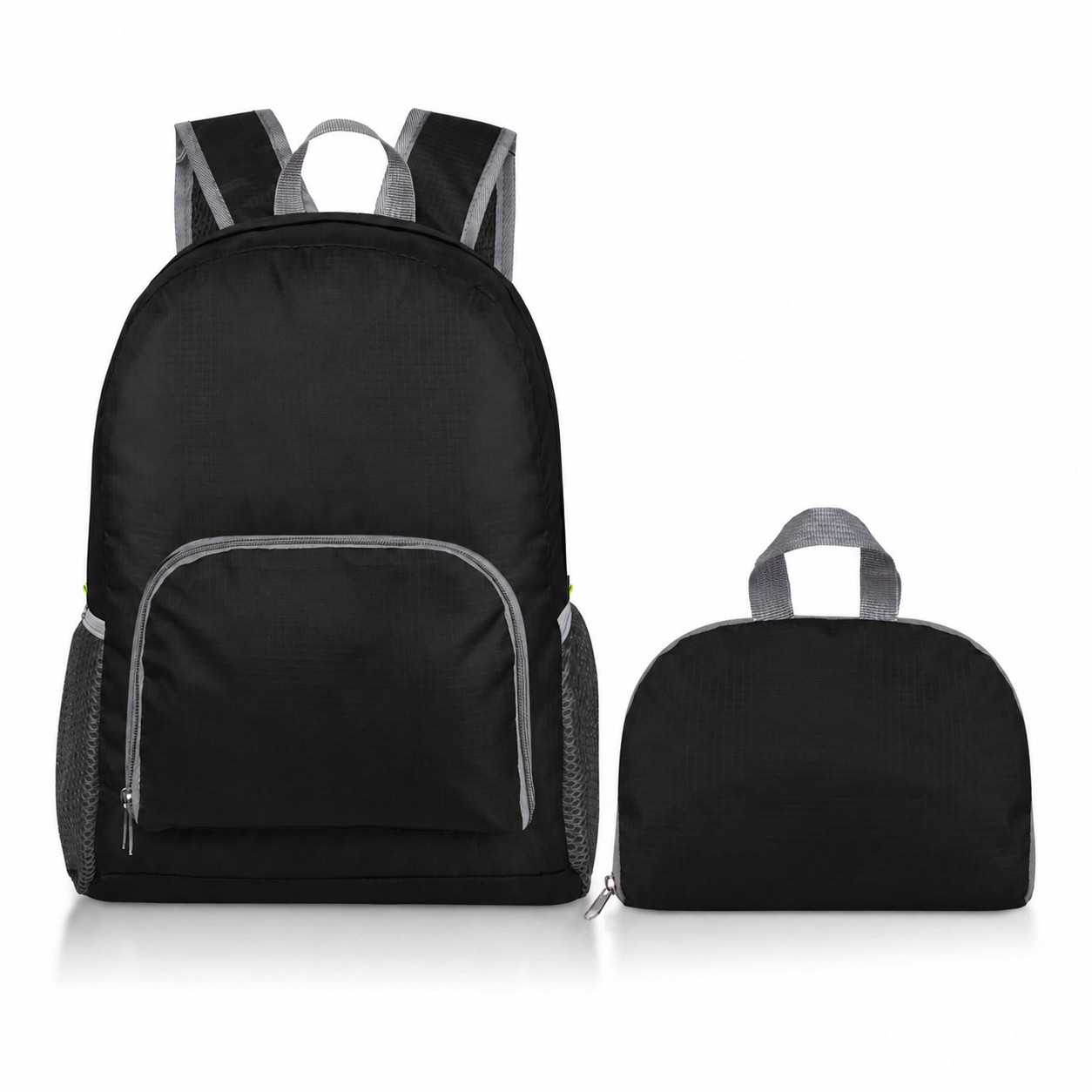 210D Ripstop Polyester Adjustable Strap Backpack — Black