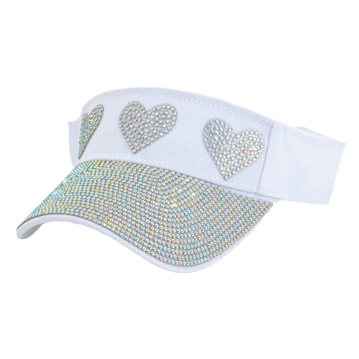 Rhinestone Heart Open Crown Visor Cap — view 2