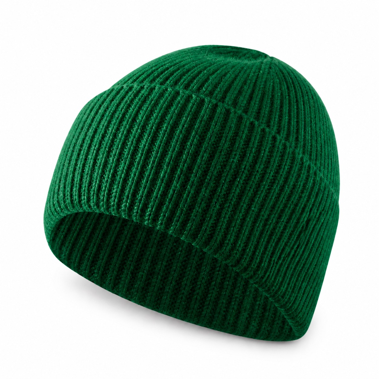 Fold Cuff Cashmere Beanie — Emerald Green