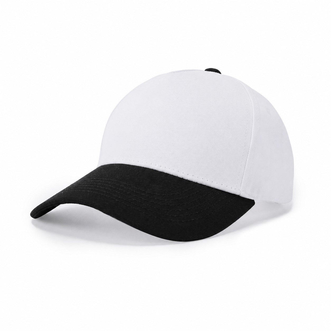 Two-Tone Cotton Twill Structured Cap — White/Black